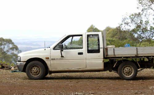 A Lismore couple had a lucky escape as the front wheels of their utility came to rest over the edge of a cliff on Saturday. A Lismore couple had a lucky escape as the front wheels of their utility came to rest over the edge of a cliff on Saturday.